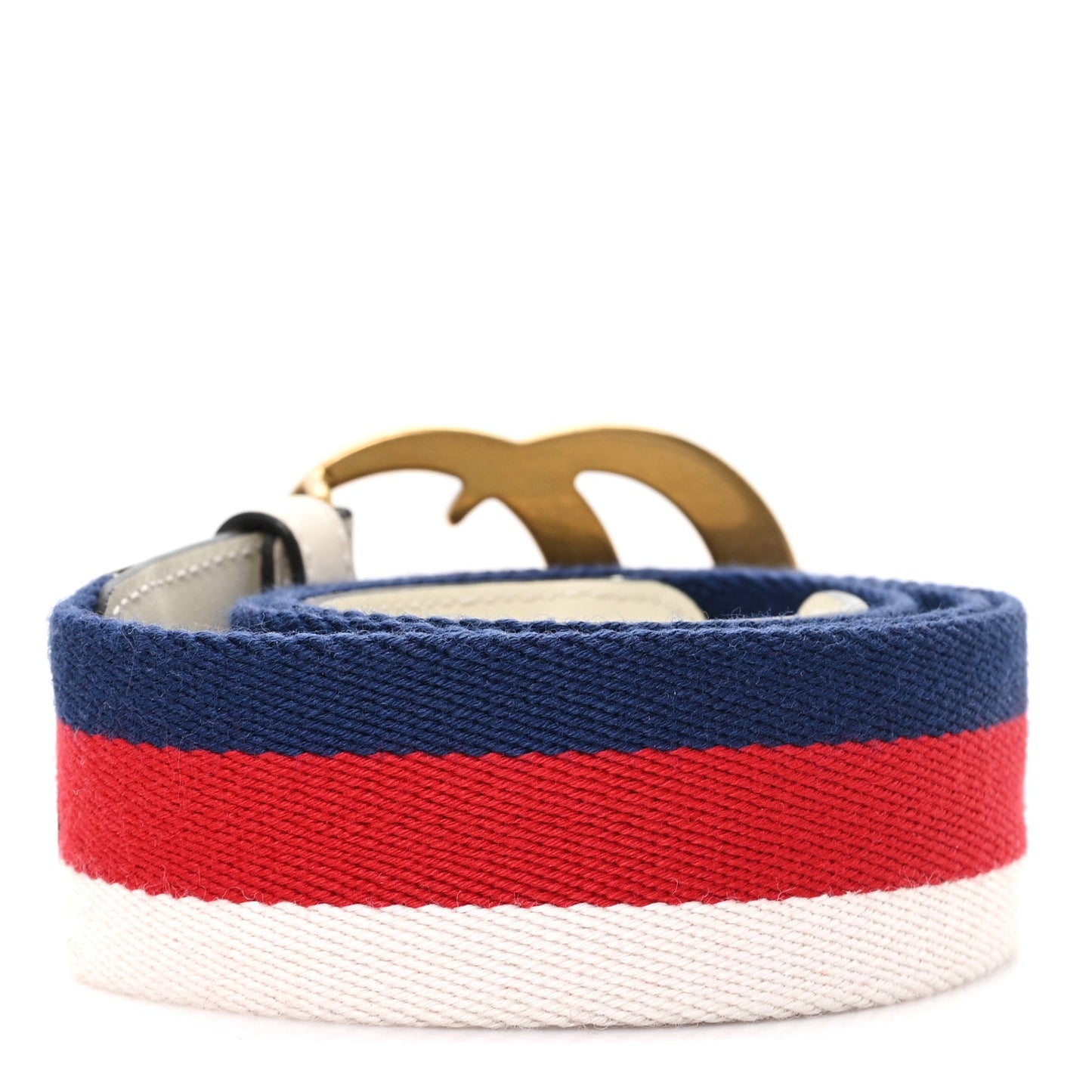 Nylon Calfskin Sylvie Web Double G 40mm Belt 95 38 Mystic White Hibiscus Red Maritime