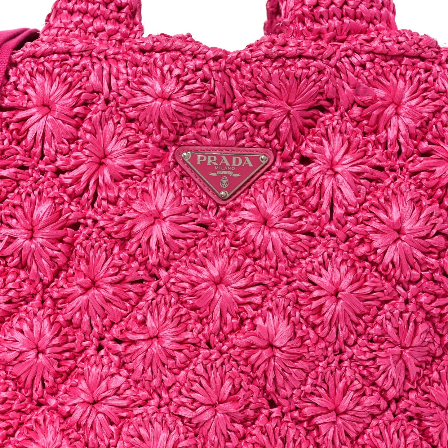 Raffia Crochet Tote Fuchsia