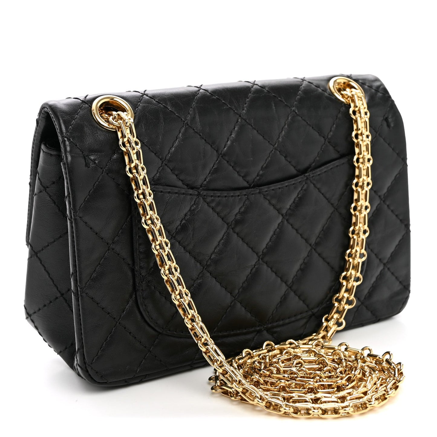 Aged Calfskin Quilted 2.55 Reissue Mini Flap Black