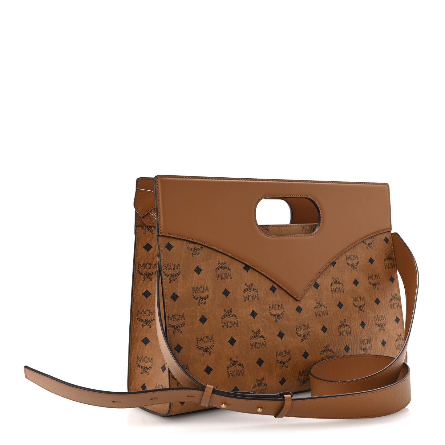 Visetos Calfskin Medium Diamond Tote Cognac