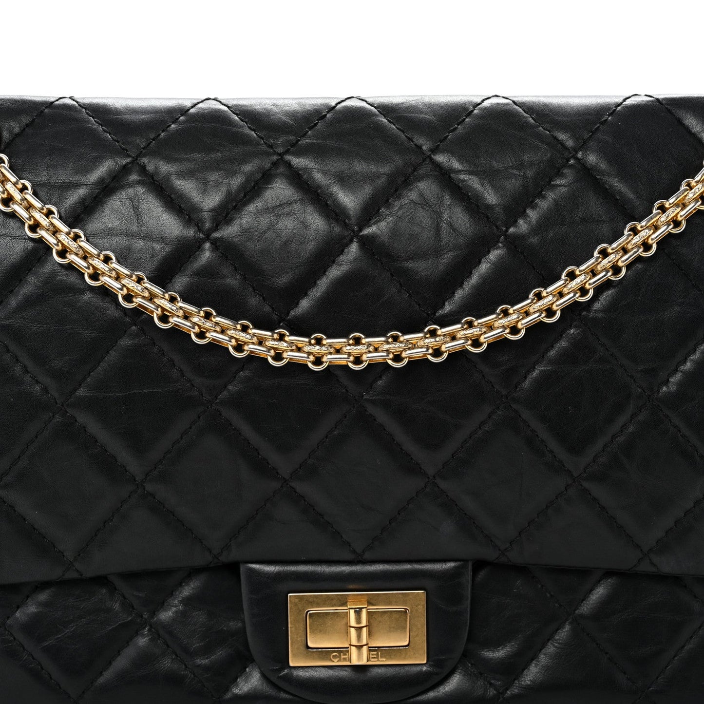 Aged Calfskin Quilted 2.55 Reissue 227 Flap Black