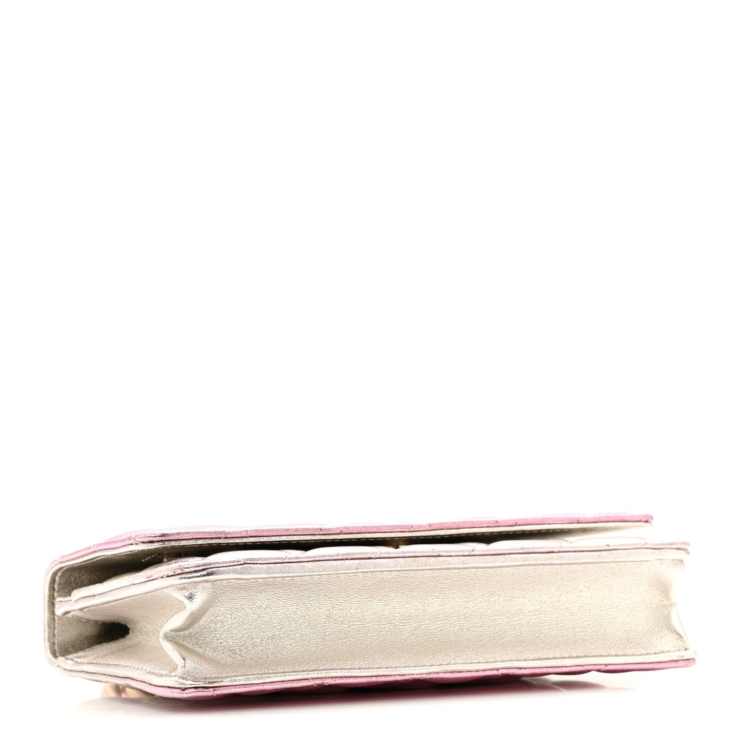 Gradient Metallic Lambskin Quilted Like A Wallet Wallet On Chain WOC Gold Pink