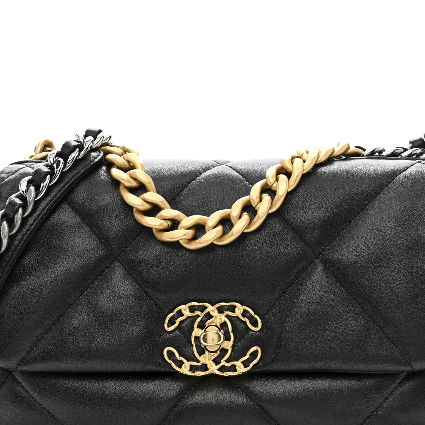 Lambskin Quilted Medium Chanel 19 Flap Black