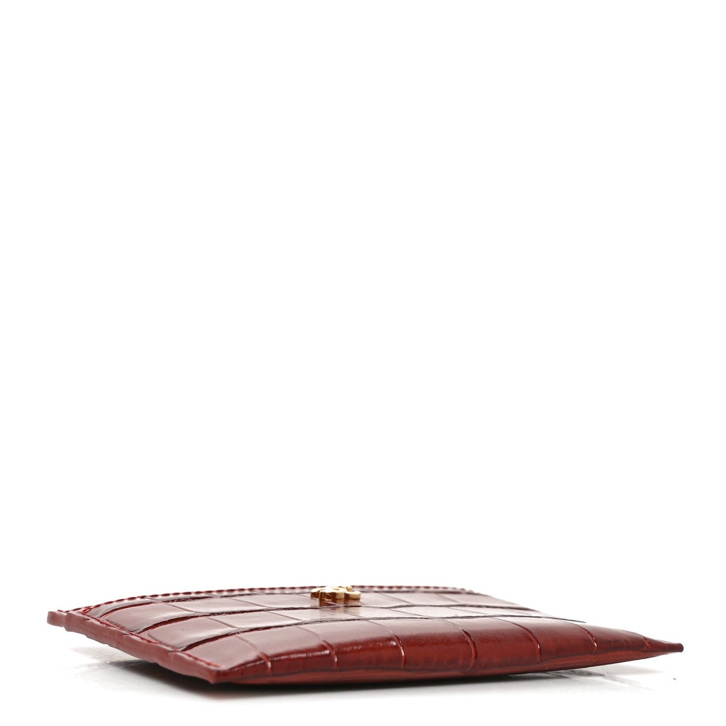 Calfskin Crocodile Embossed Crococo Card Holder Burgundy