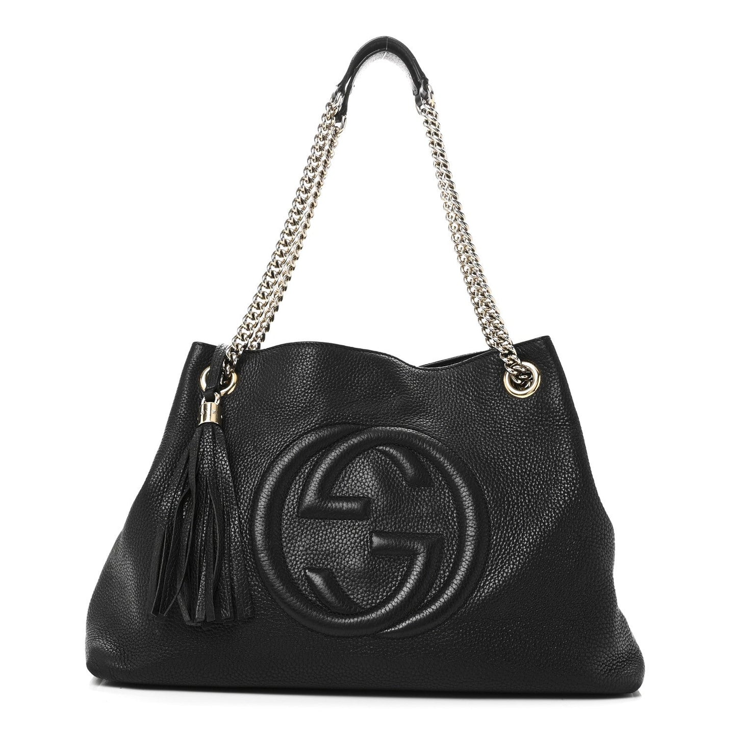 Pebbled Calfskin Medium Soho Chain Shoulder Bag Black