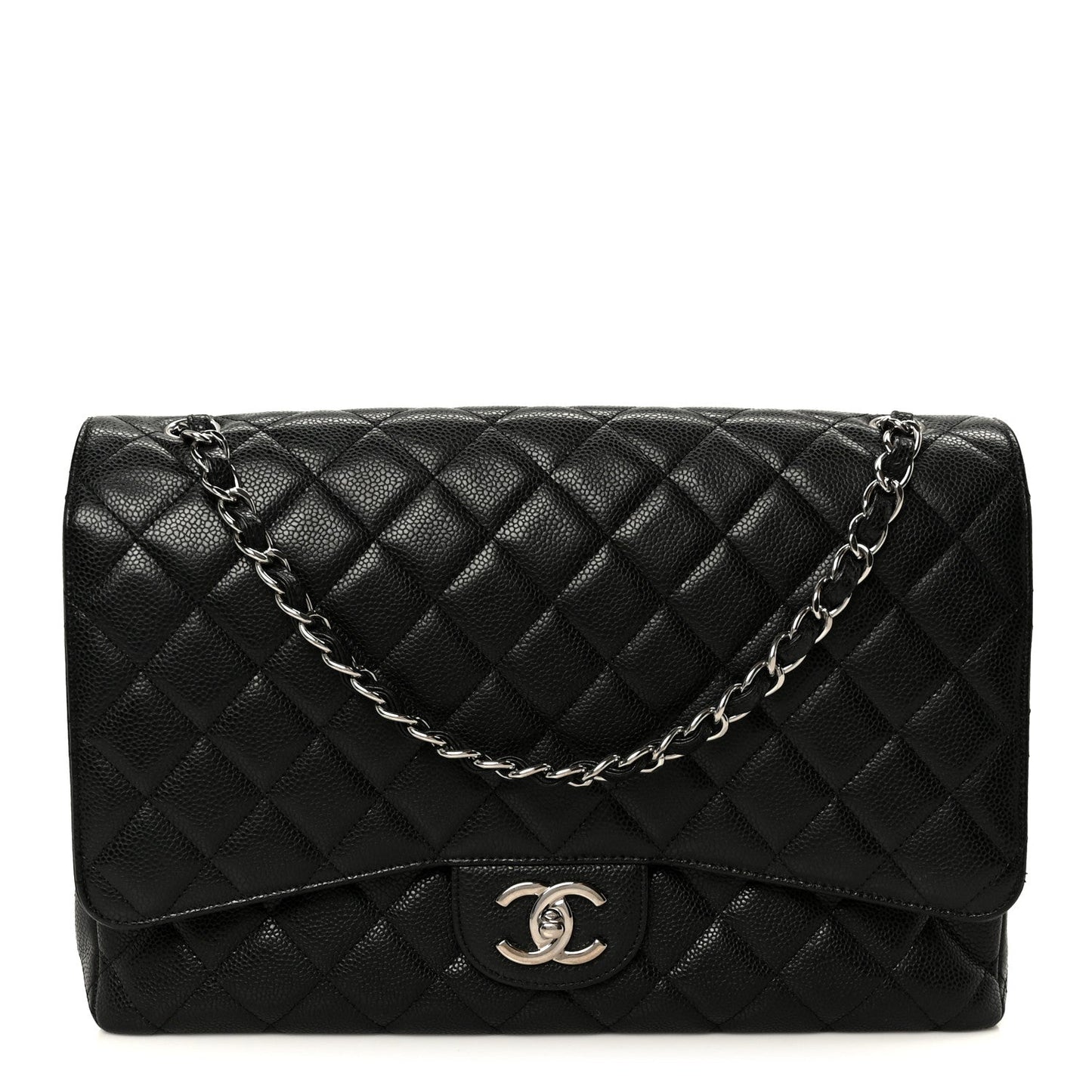 Caviar Quilted Maxi Double Flap Black