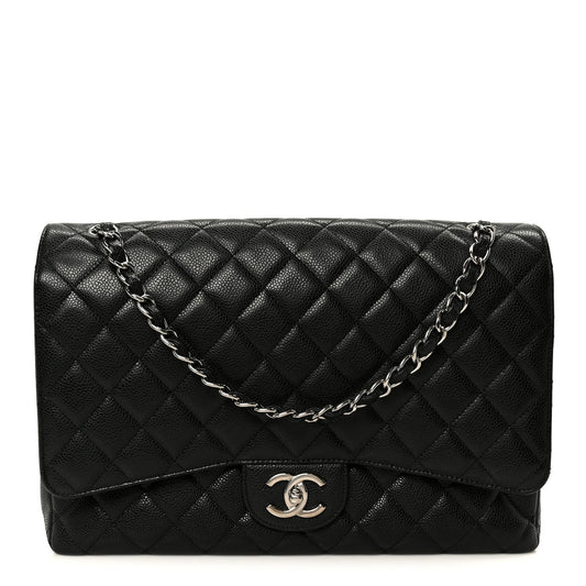 Caviar Quilted Maxi Double Flap Black