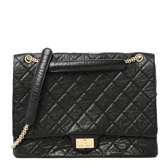 Aged Calfskin Quilted 2.55 Reissue 228 Flap Black