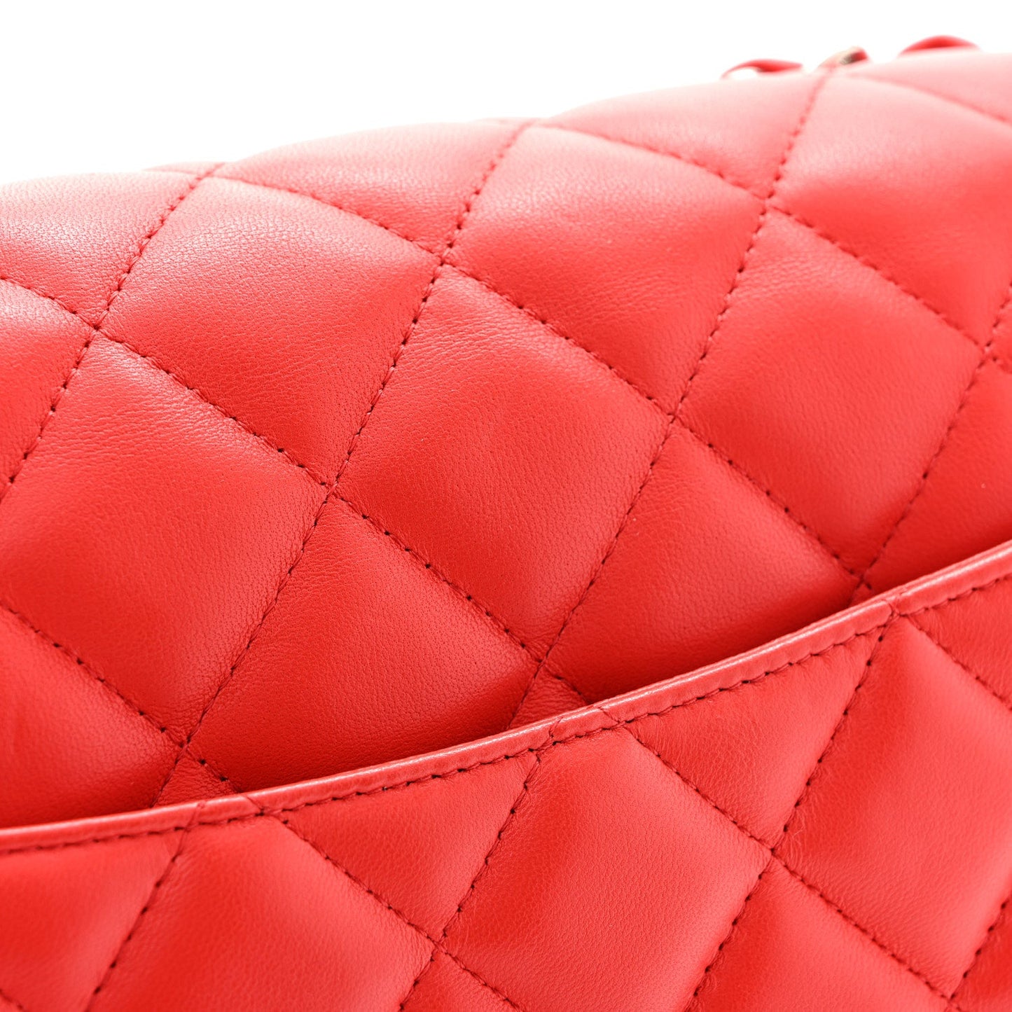 Lambskin Quilted Jumbo Double Flap Red