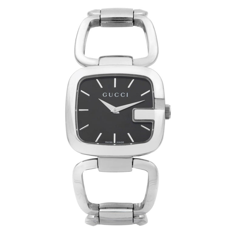 Gucci G Gucci Black Dial Silver Steel Strap Watch For Women - YA125407