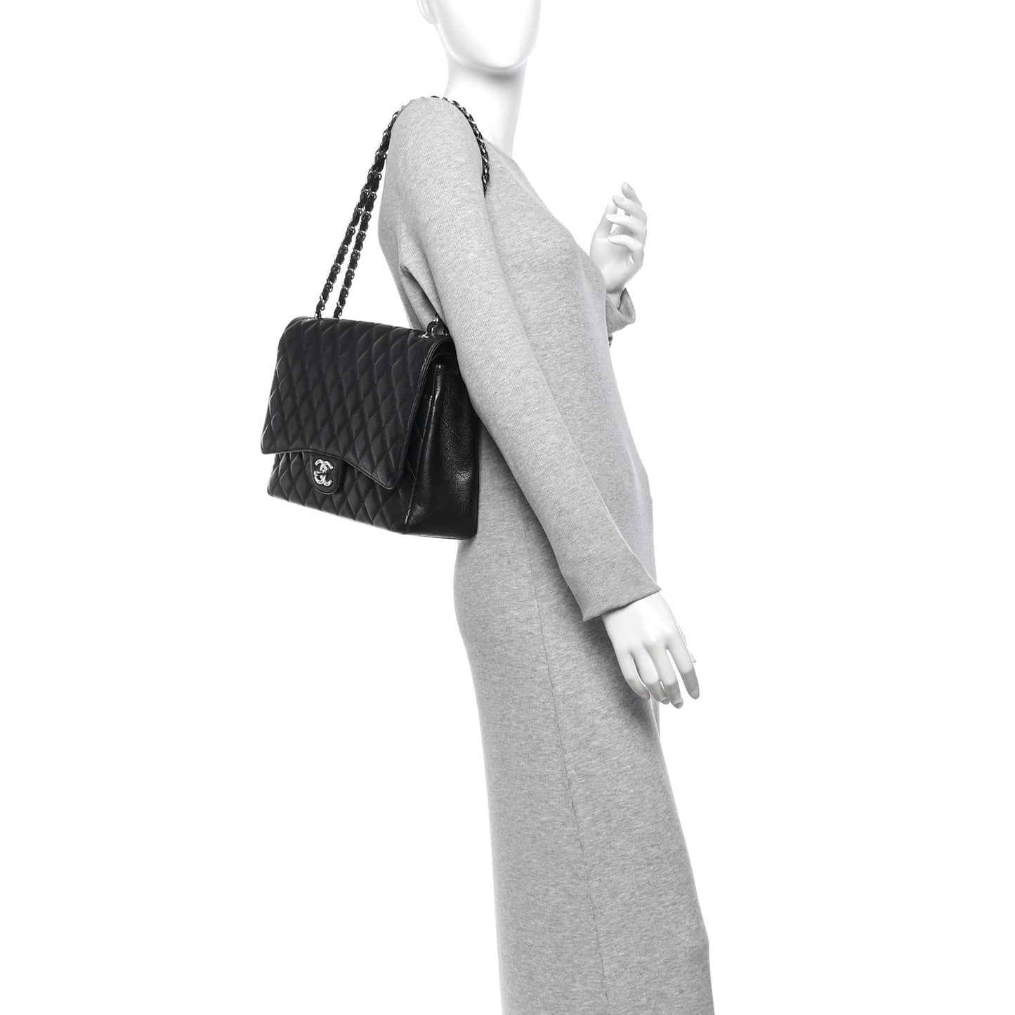 Caviar Quilted Maxi Double Flap Black