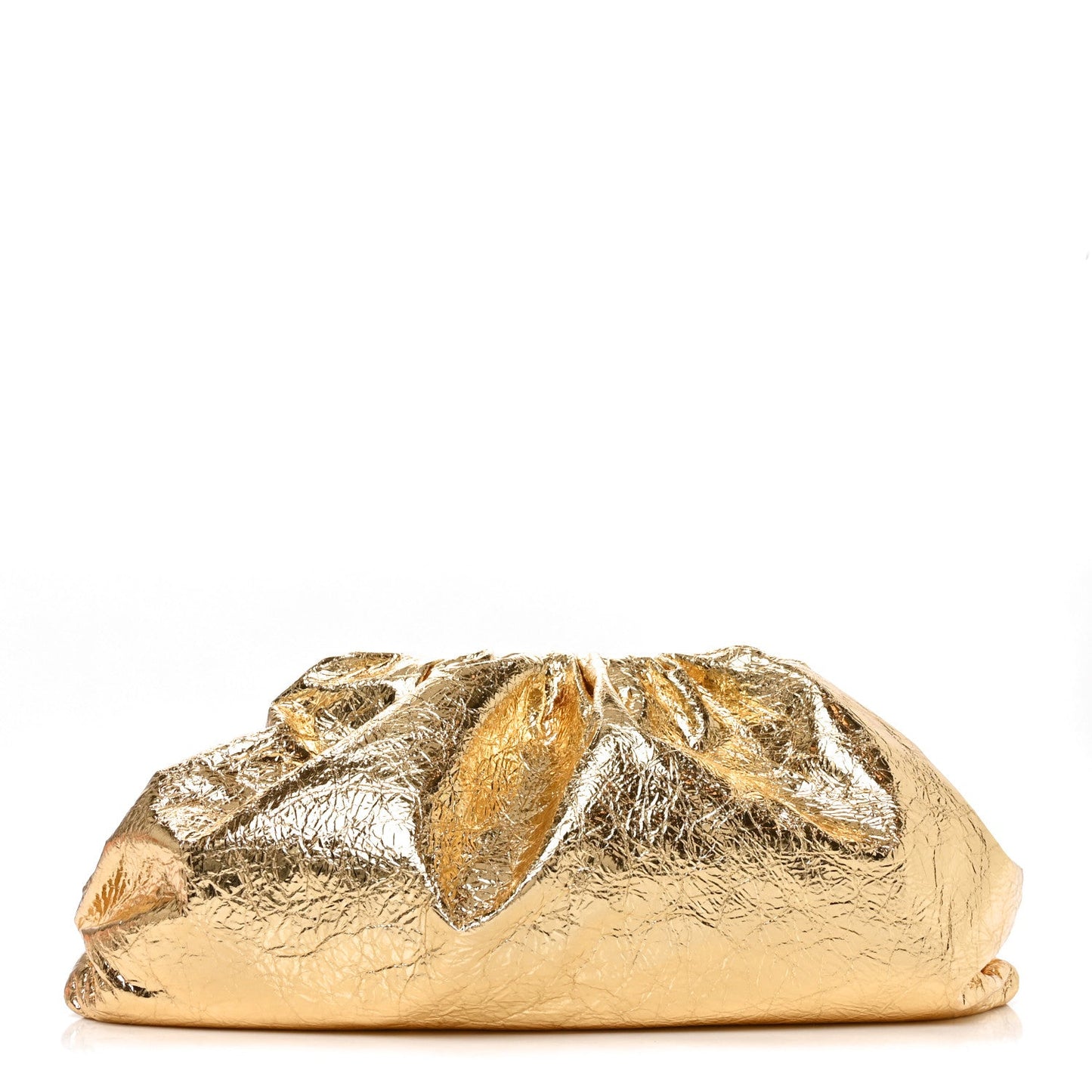 Metallic Crushed Calfskin The Pouch Oversized Clutch Gold