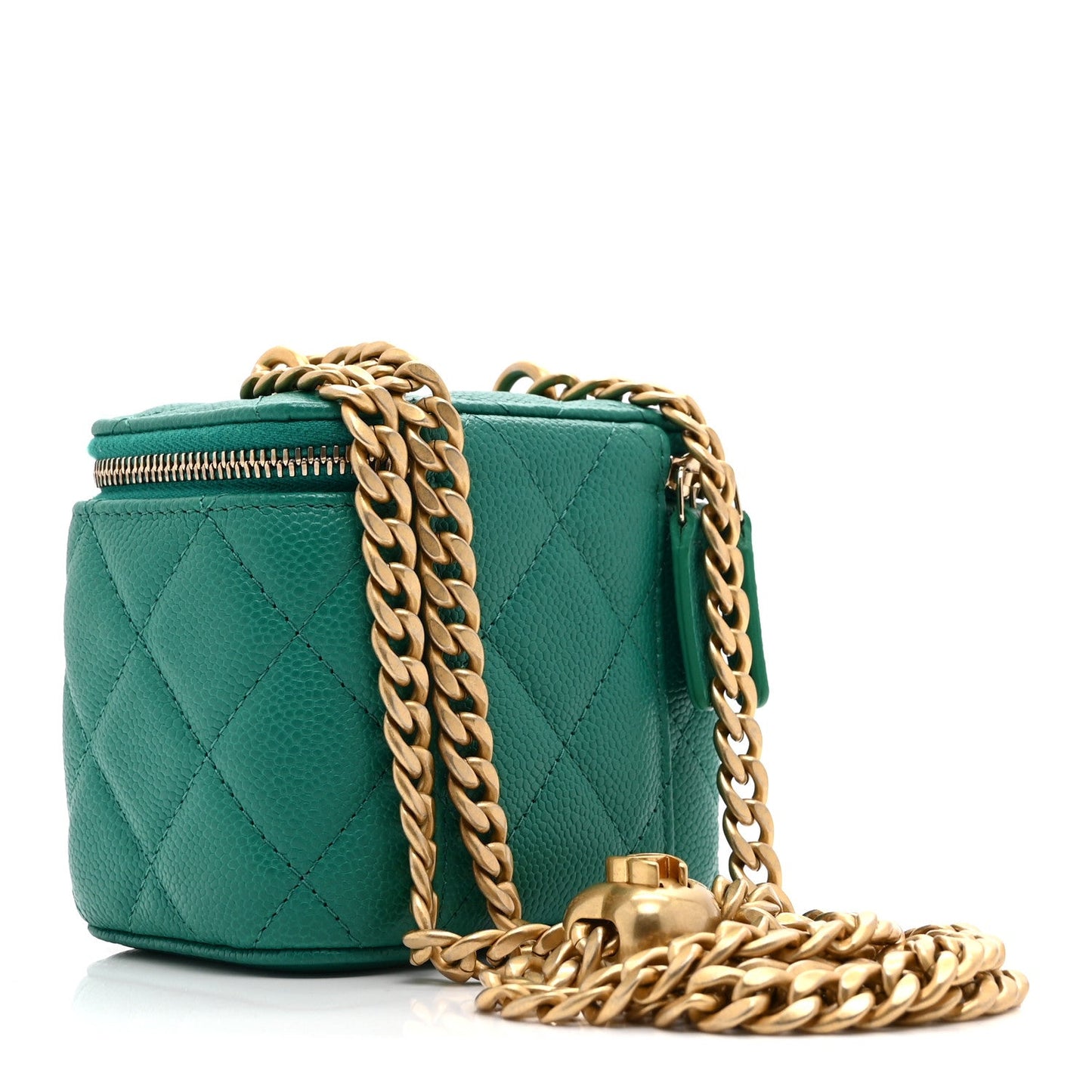 Caviar Quilted Sweetheart Mini Vanity Case Green