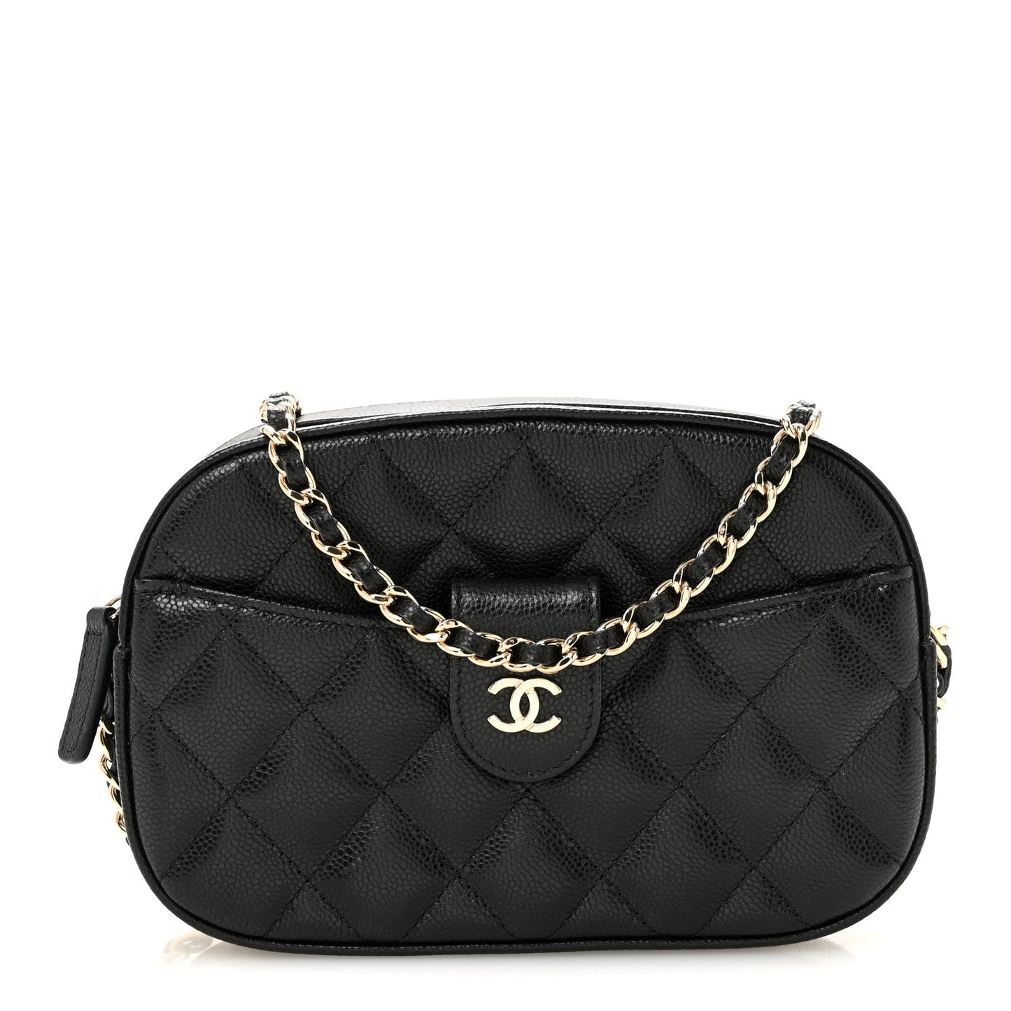 Caviar Quilted Chain Camera Bag Black