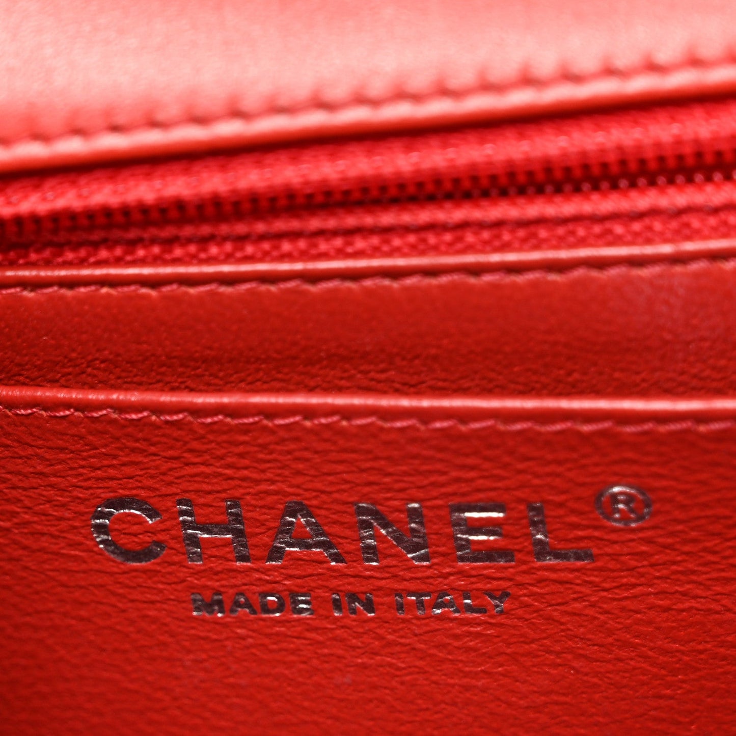 Patent Chevron Quilted Mini Square Flap Red