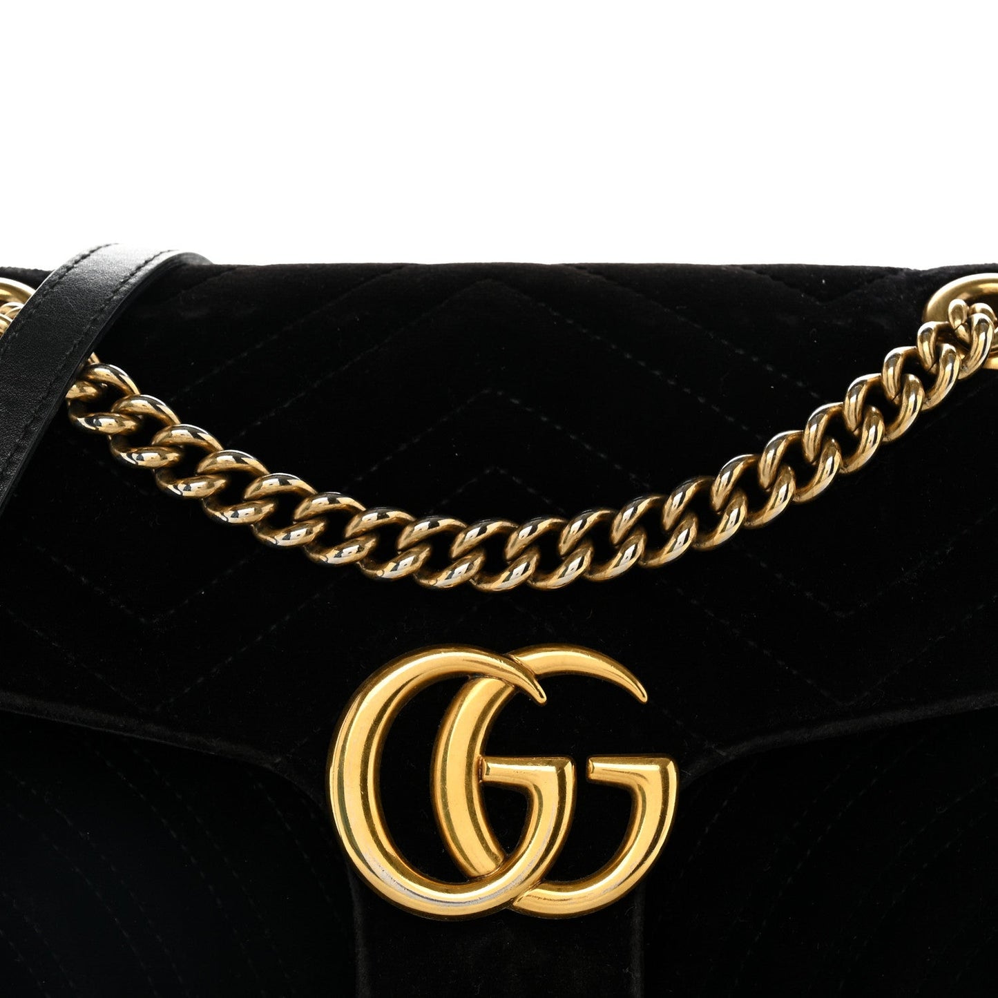 Velvet Matelasse Mini GG Marmont Shoulder Bag Black
