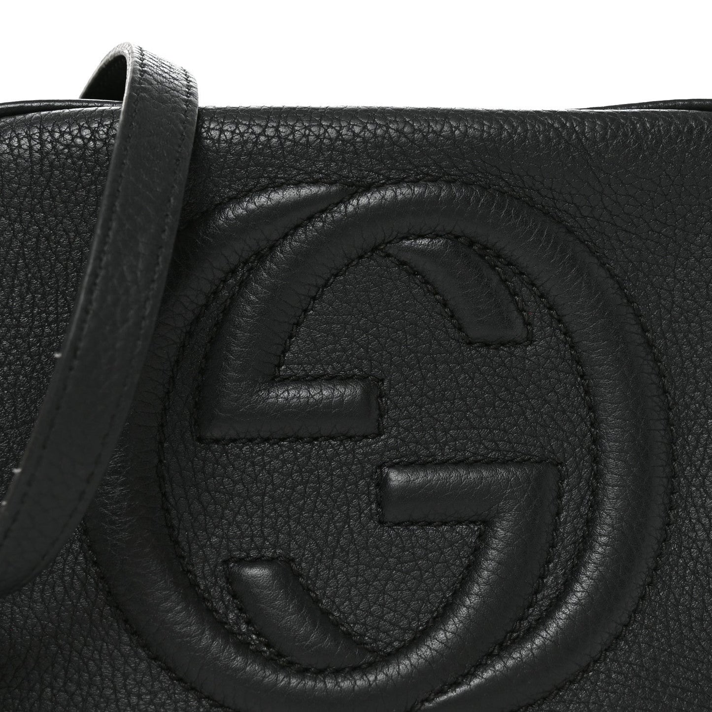 Pebbled Calfskin Small Soho Disco Bag Black