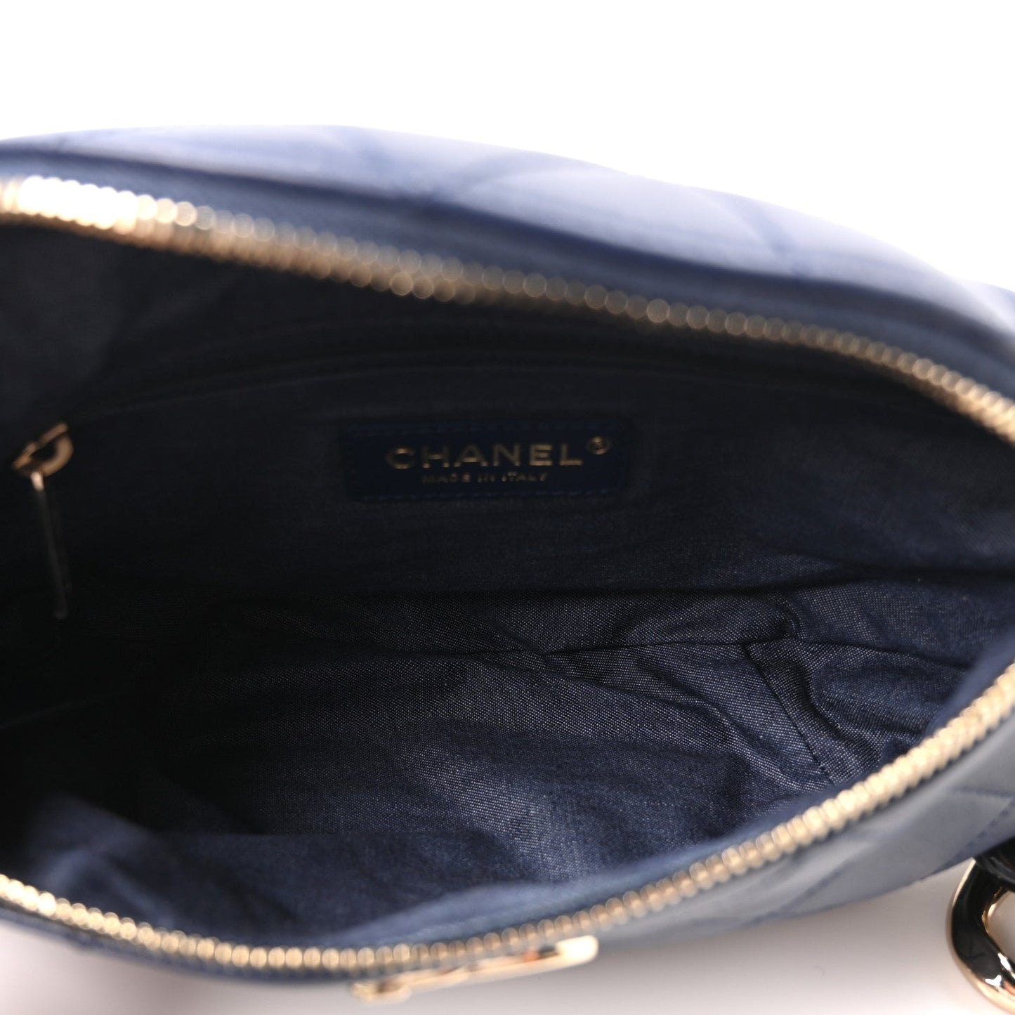 Lambskin  Quilted Resin Bi-Color Waist Bag Fanny Pack Navy Blue