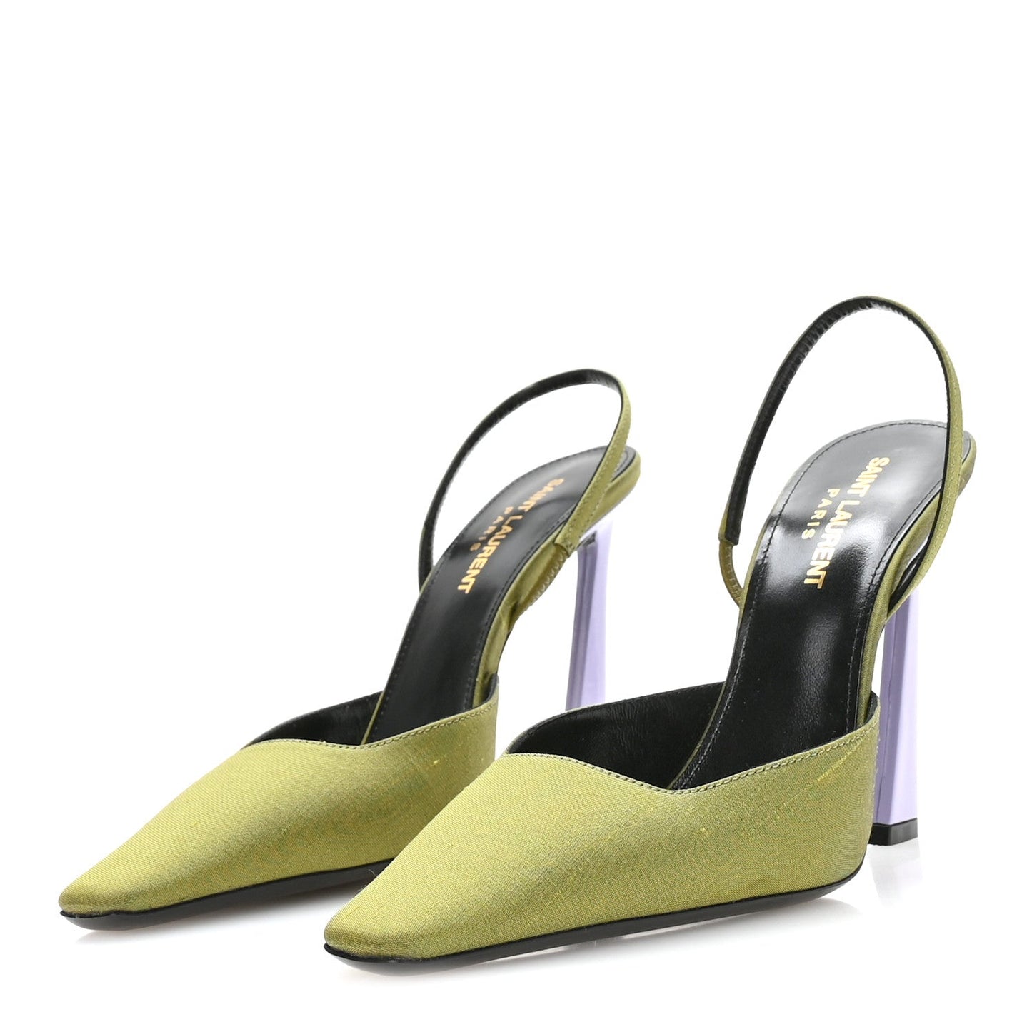 Crepe De Chine Blade 105 Slingback Pumps 37.5 Lime