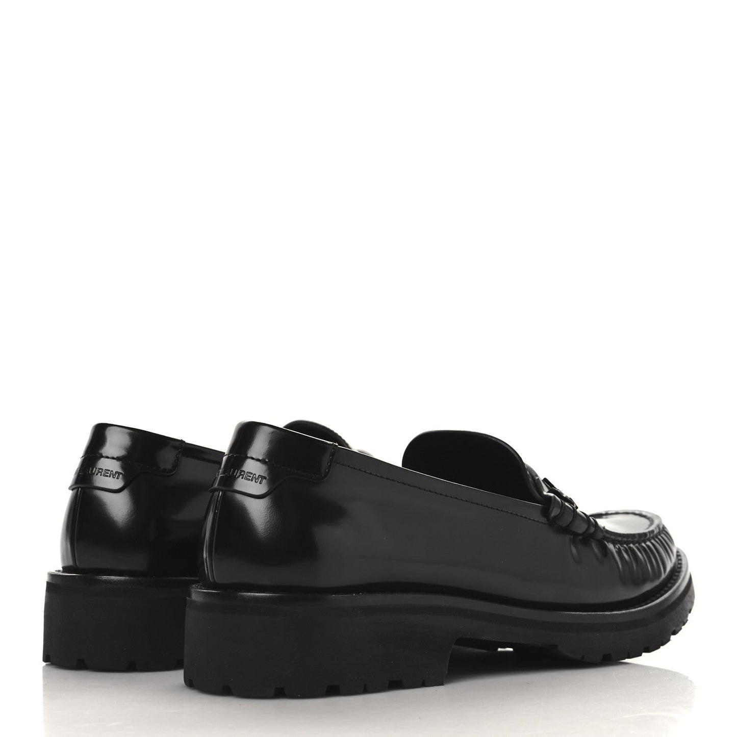 Glazed Calfskin Le Loafer 15 Penny Slippers 38.5 Black