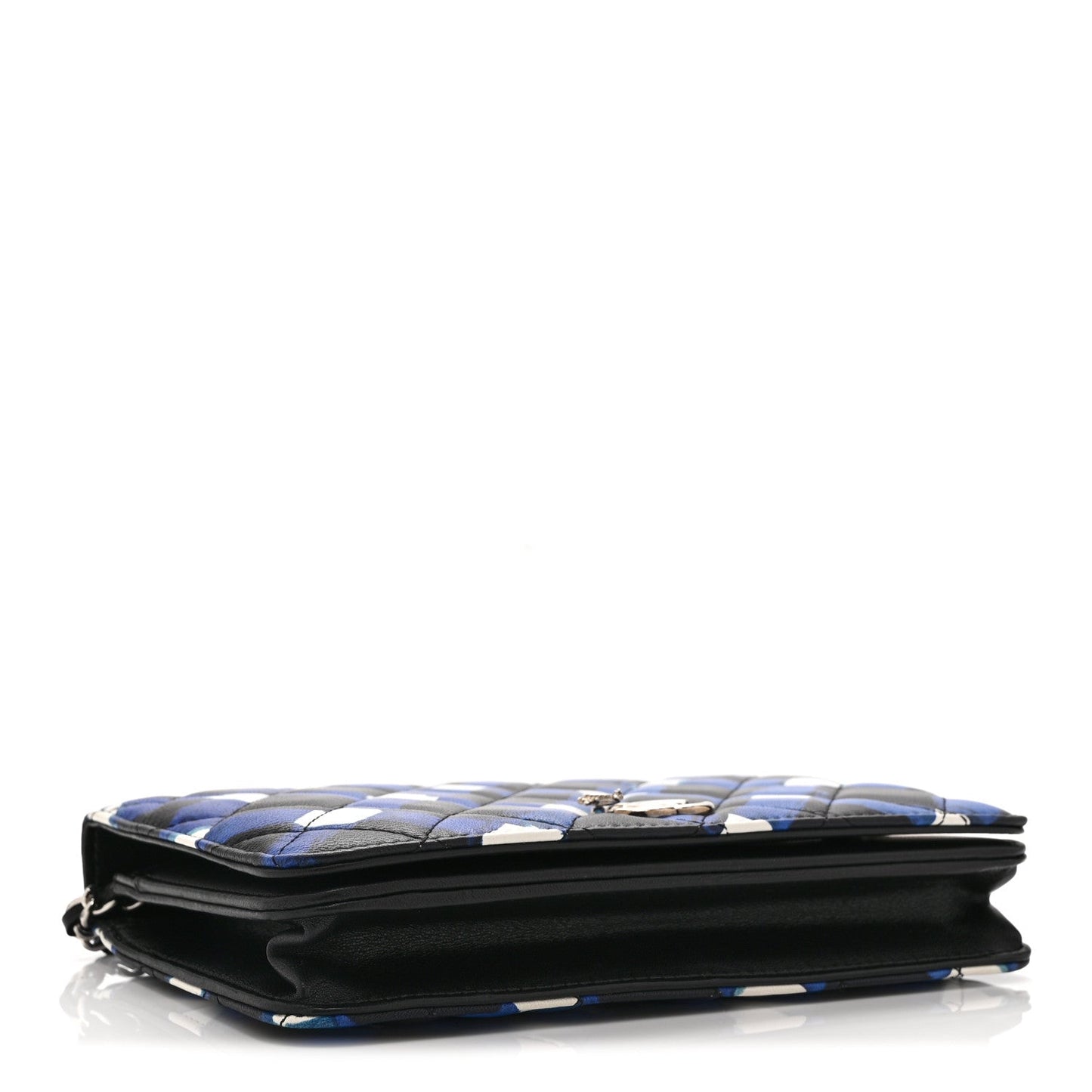 Printed Lambskin Airlines Wallet On Chain WOC White Blue Black