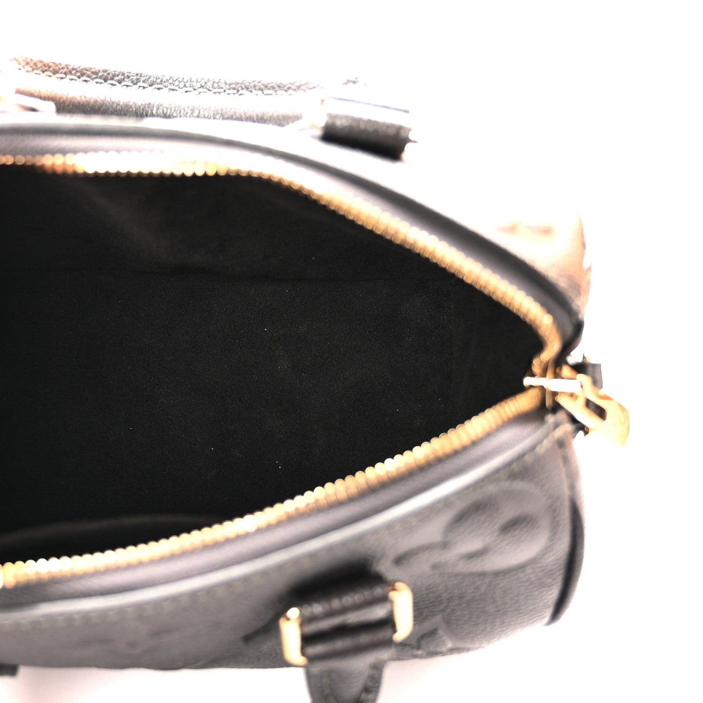 Shimmery Empreinte Monogram Giant Speedy Bandouliere 20  Gun Metal