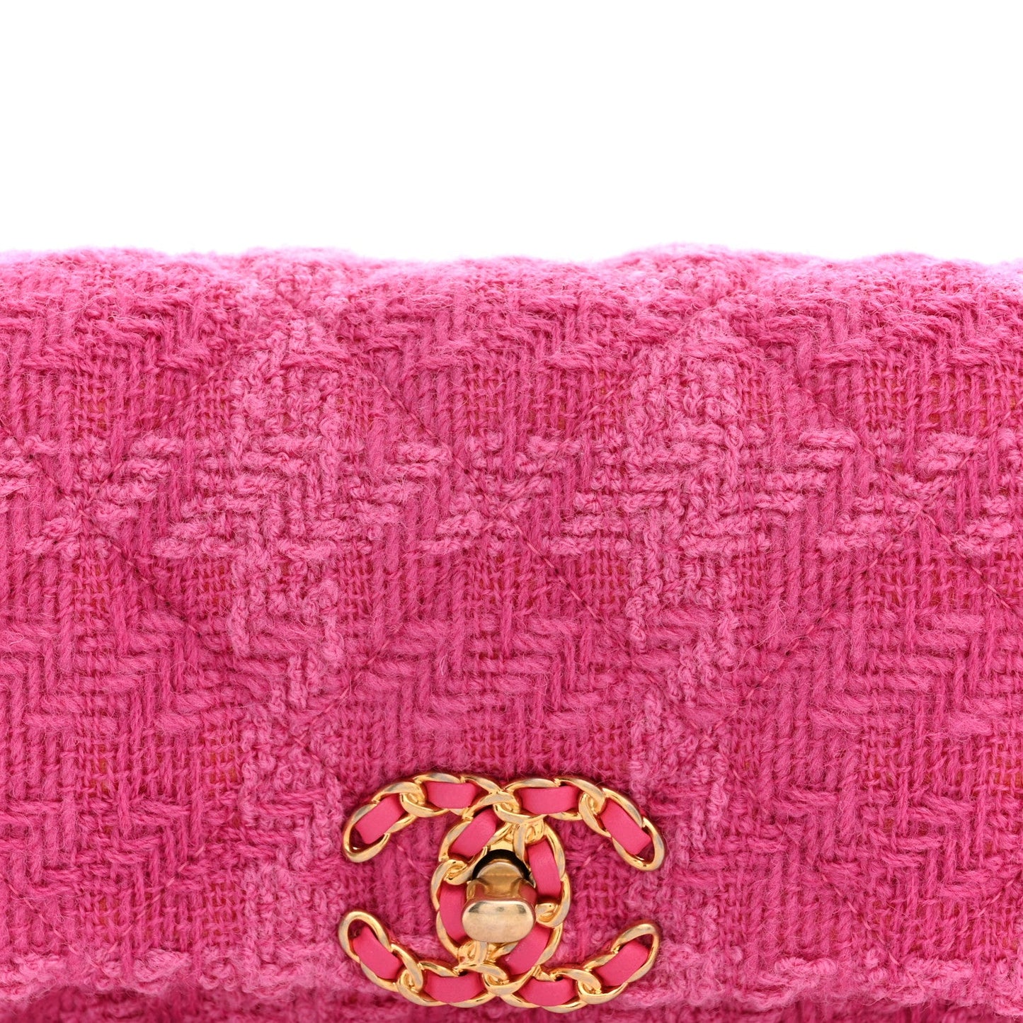 Tweed Quilted Chanel 19 Waist Bag Pink