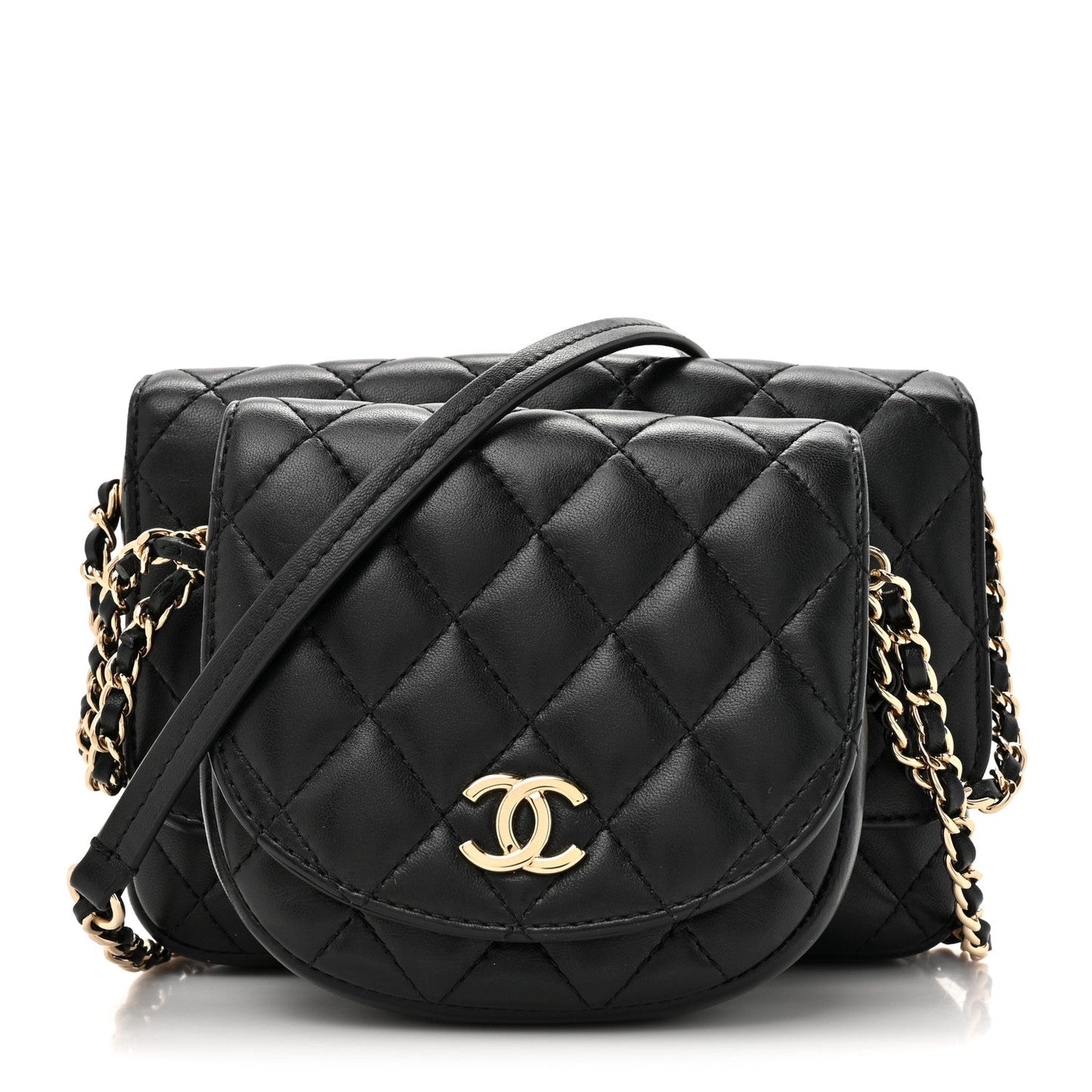 Lambskin Quilted Side Packs Black