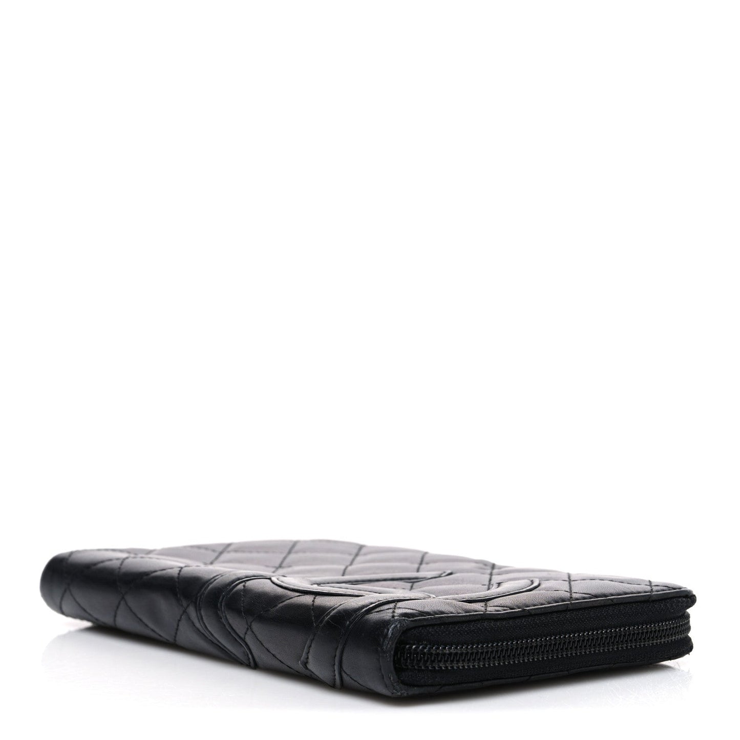 Calfskin Cambon Zip Around Organizer Wallet Black