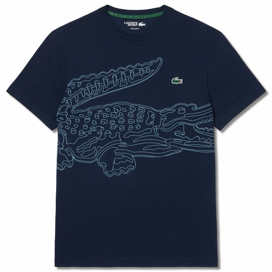 LACOSTE BIG CROCODILE PRINTED CREW NECK T-SHIRT Men’s -NAVY BLUE