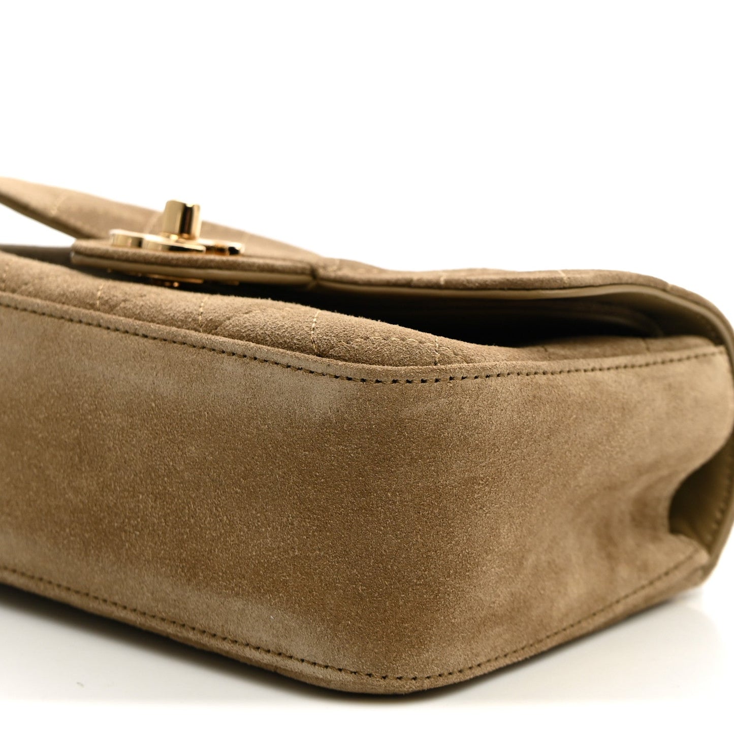 Suede Calfskin Mini Souplissimo Flap Dark Beige