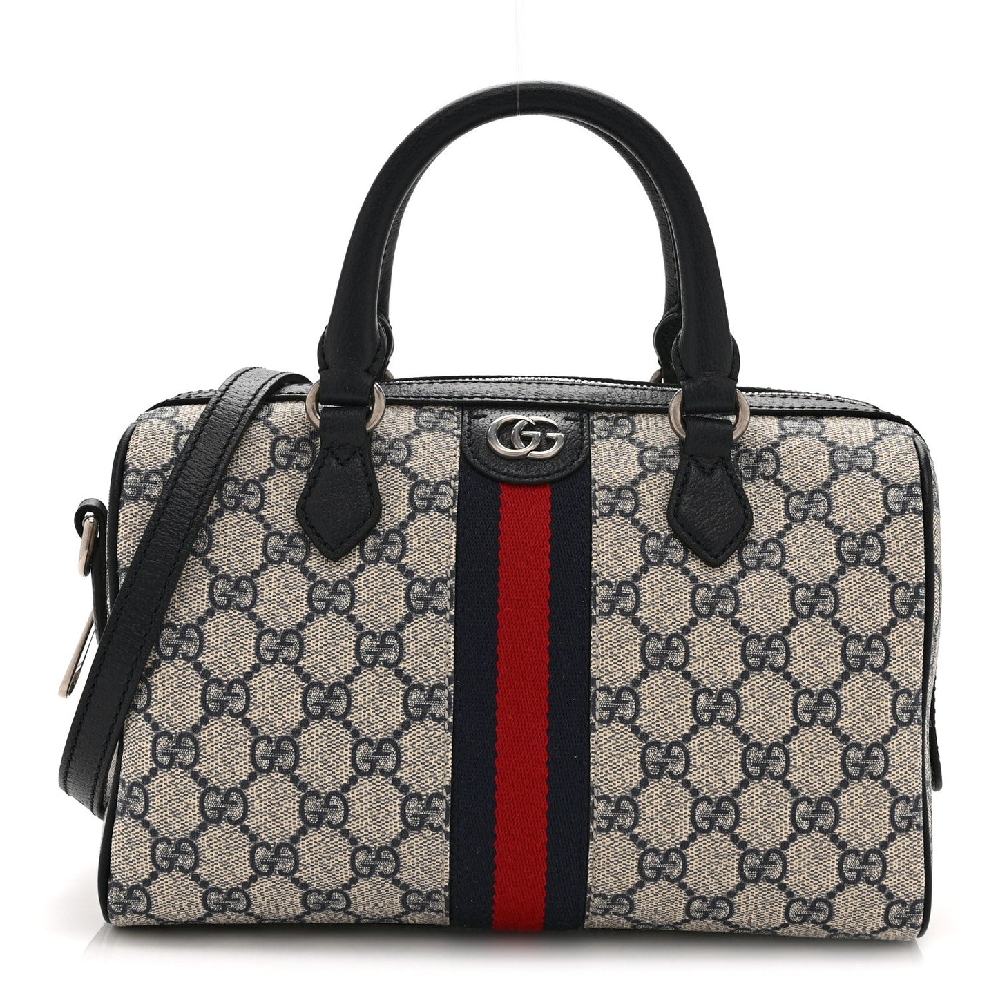 GG Supreme Monogram Web Small Ophidia Top Handle Bag Beige Blue
