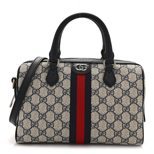 GG Supreme Monogram Web Small Ophidia Top Handle Bag Beige Blue