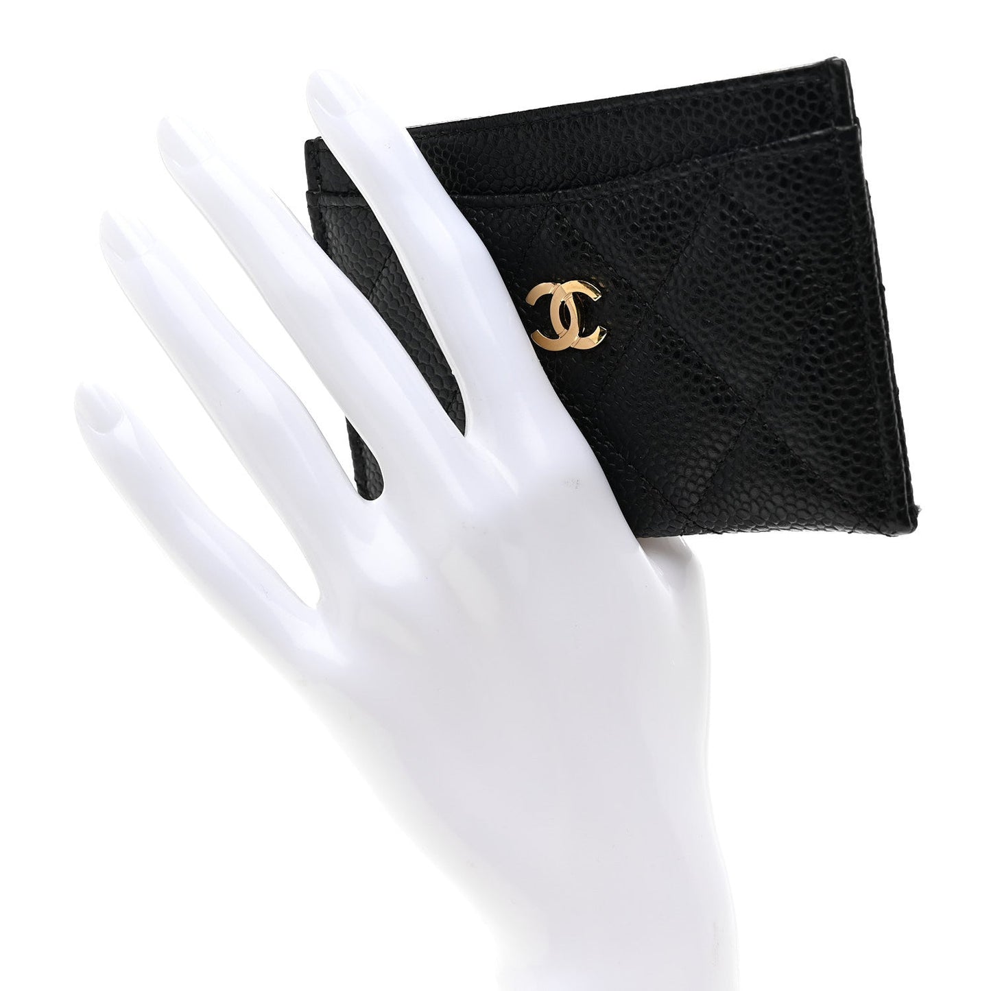 Caviar Quilted Card Holder Black