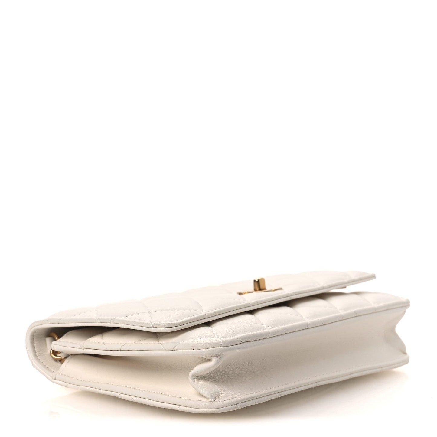 Lambskin Quilted CC Pearl Crush Wallet on Chain WOC White