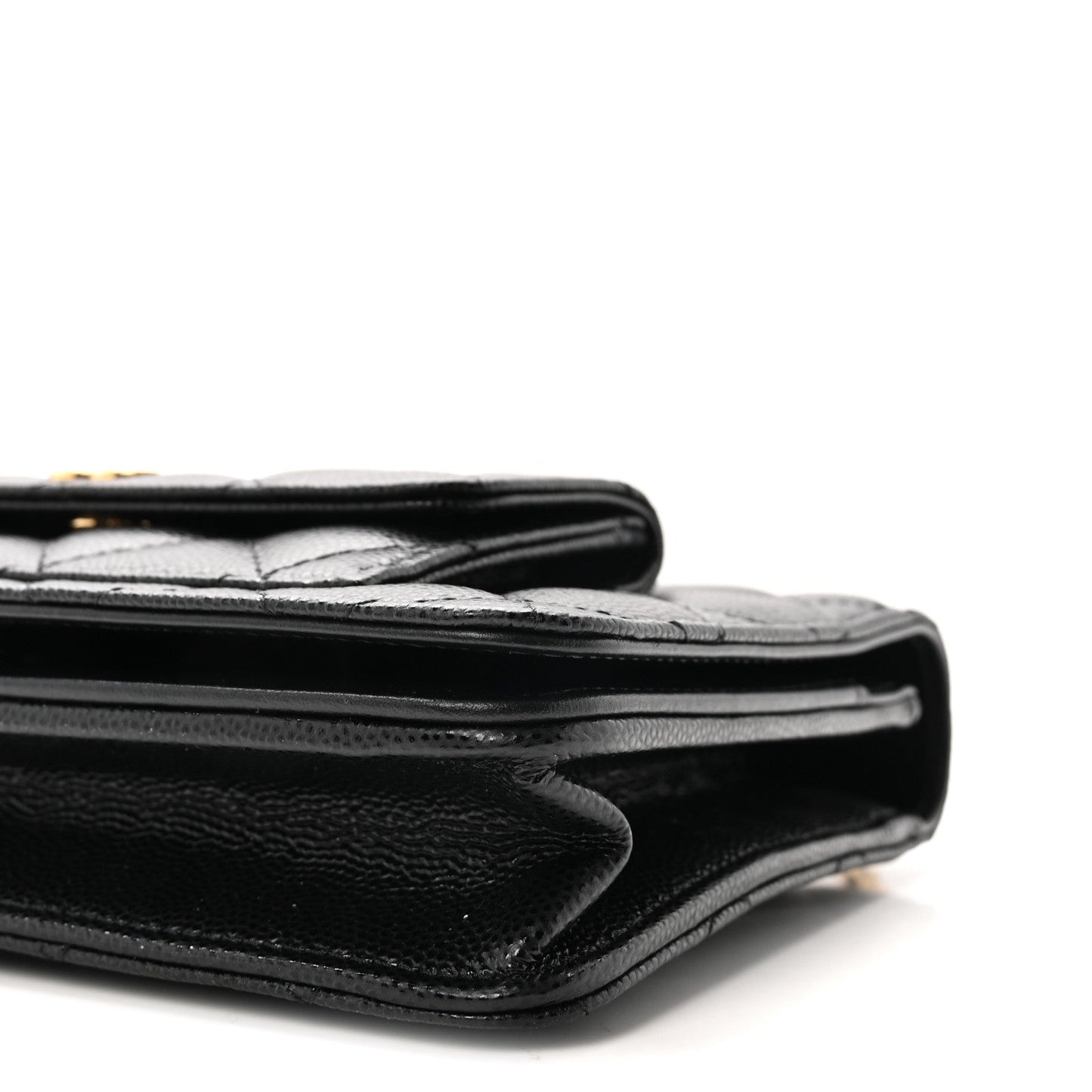 Caviar Quilted Pocket Twins Clutch With Chain Black