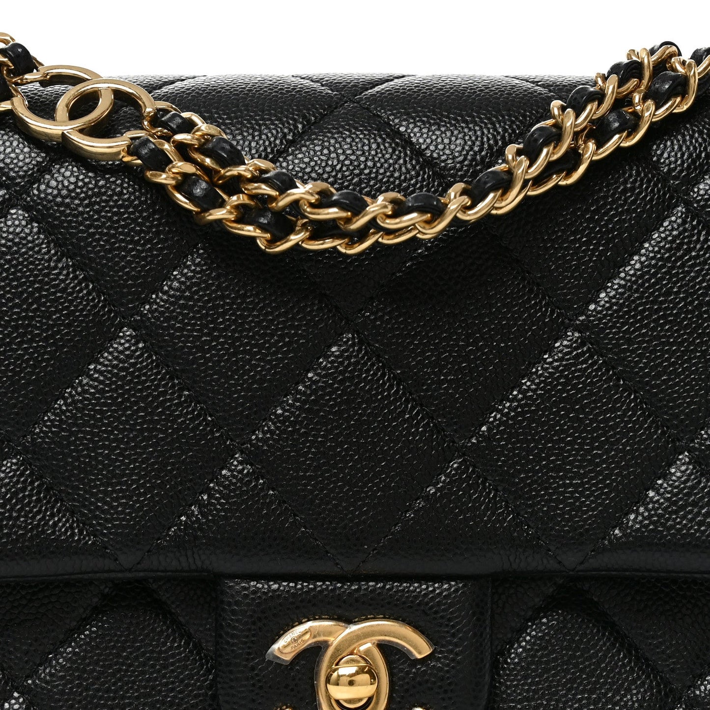 Caviar Quilted Mini CC You Flap Black