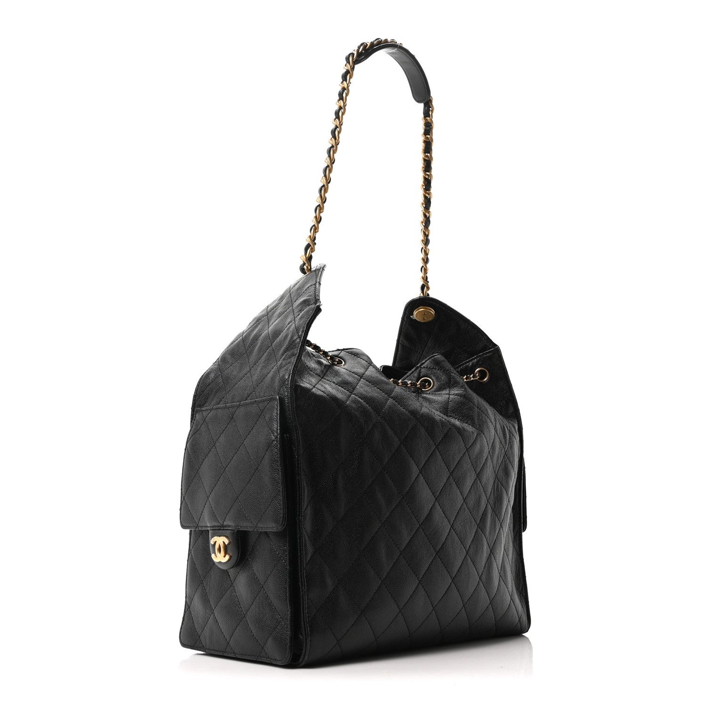 Caviar Quilted Medium Chanel 25 Handbag Black