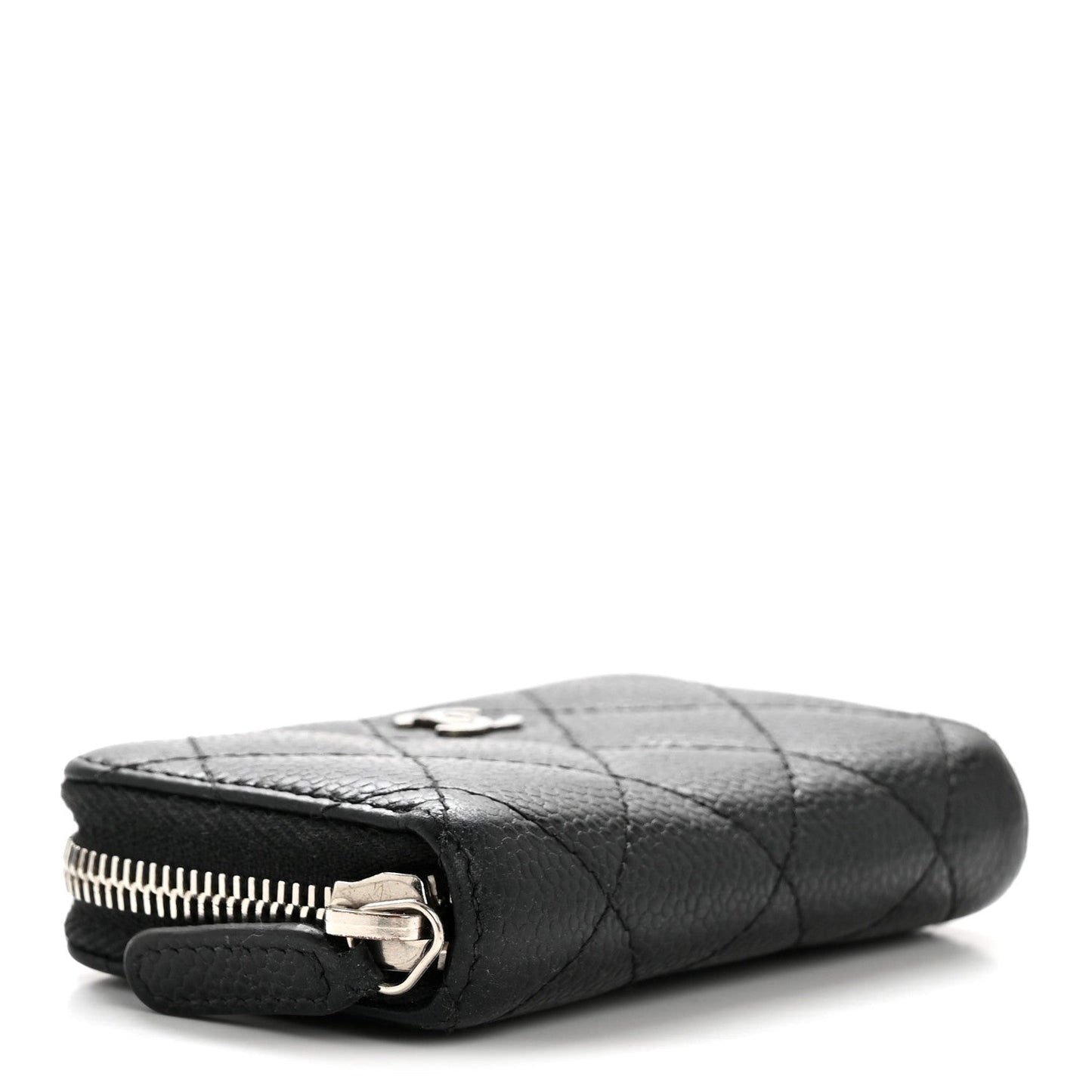 Caviar Quilted Zip Coin Purse Black Black
