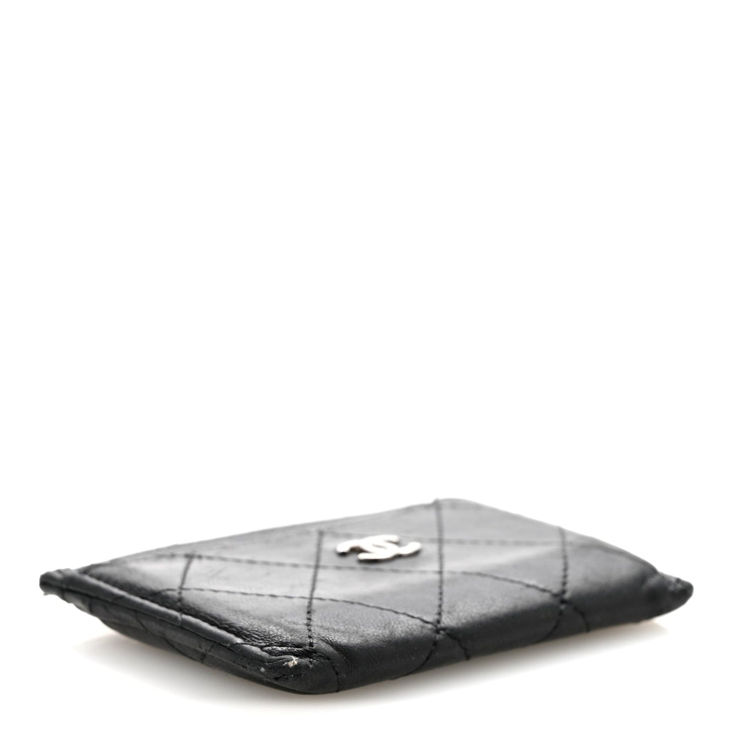 Lambskin Quilted Card Holder Black