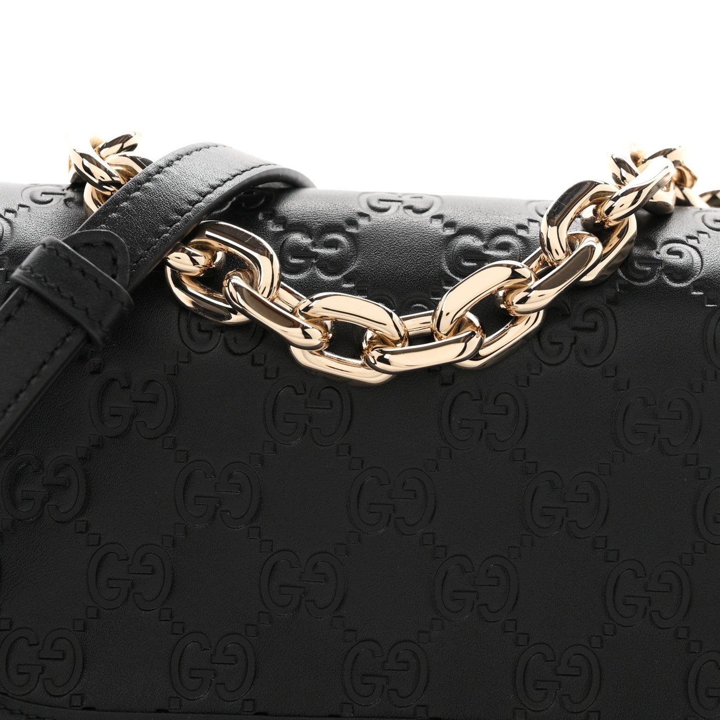 GG Calfskin Embossed Emblem Arabella Bag Black