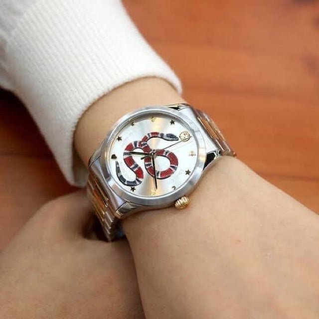 Gucci G Timeless Quartz Silver Dial Silver Steel Strap Watch For Women - YA1264075