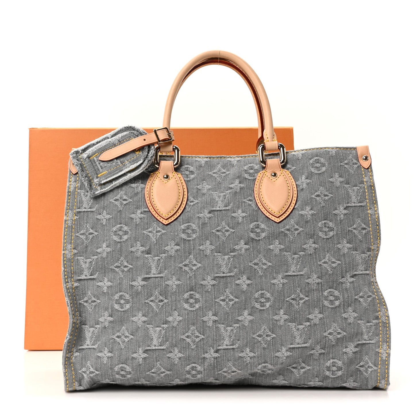 Monogram Denim Onthego MM Washed Gray