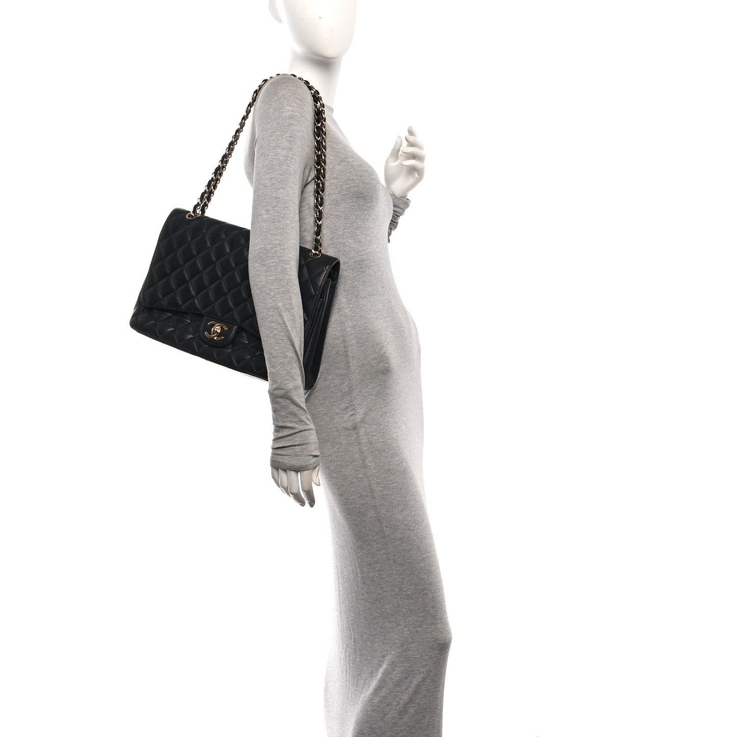 Caviar Quilted Maxi Double Flap Black