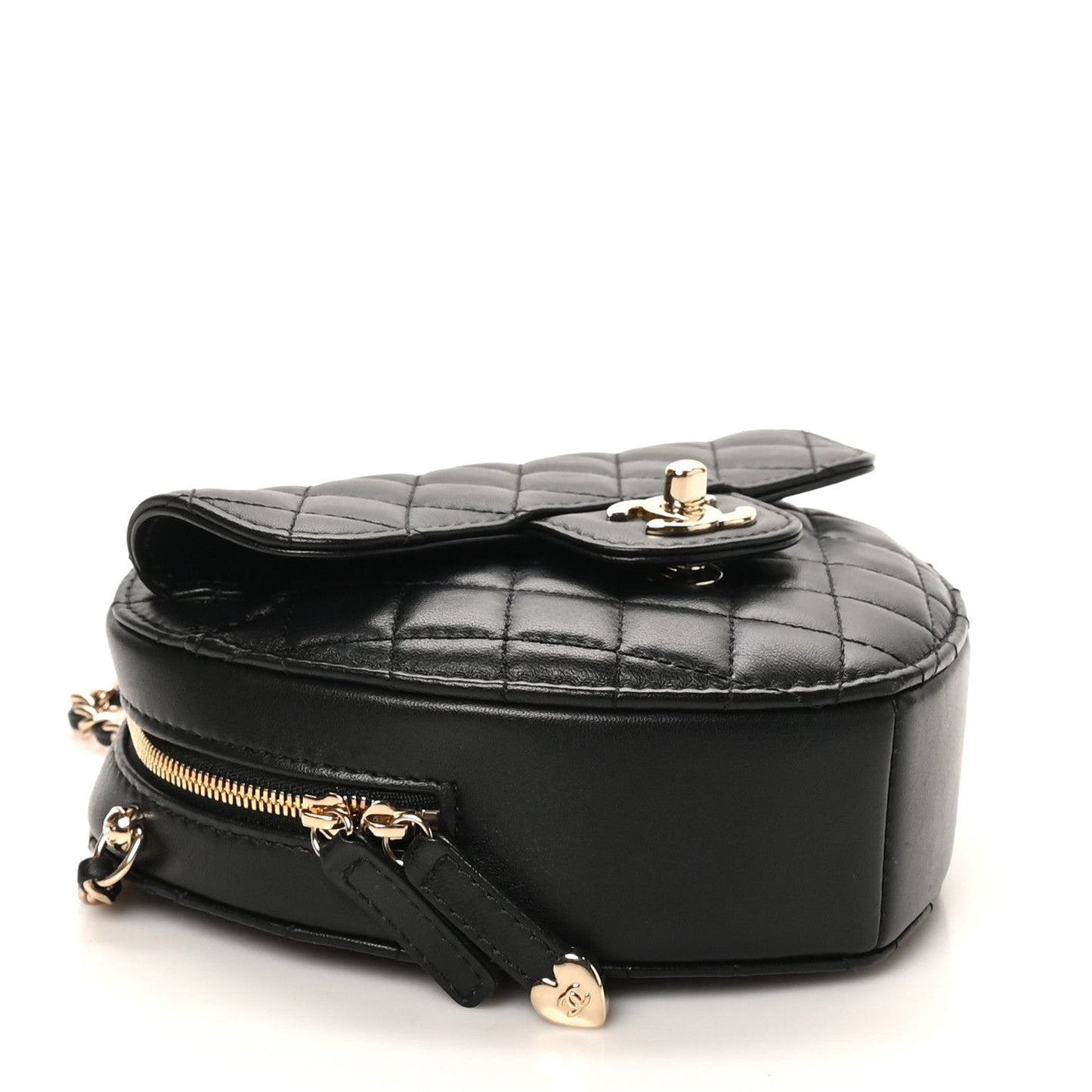 Lambskin Quilted CC In Love Heart Bag Black
