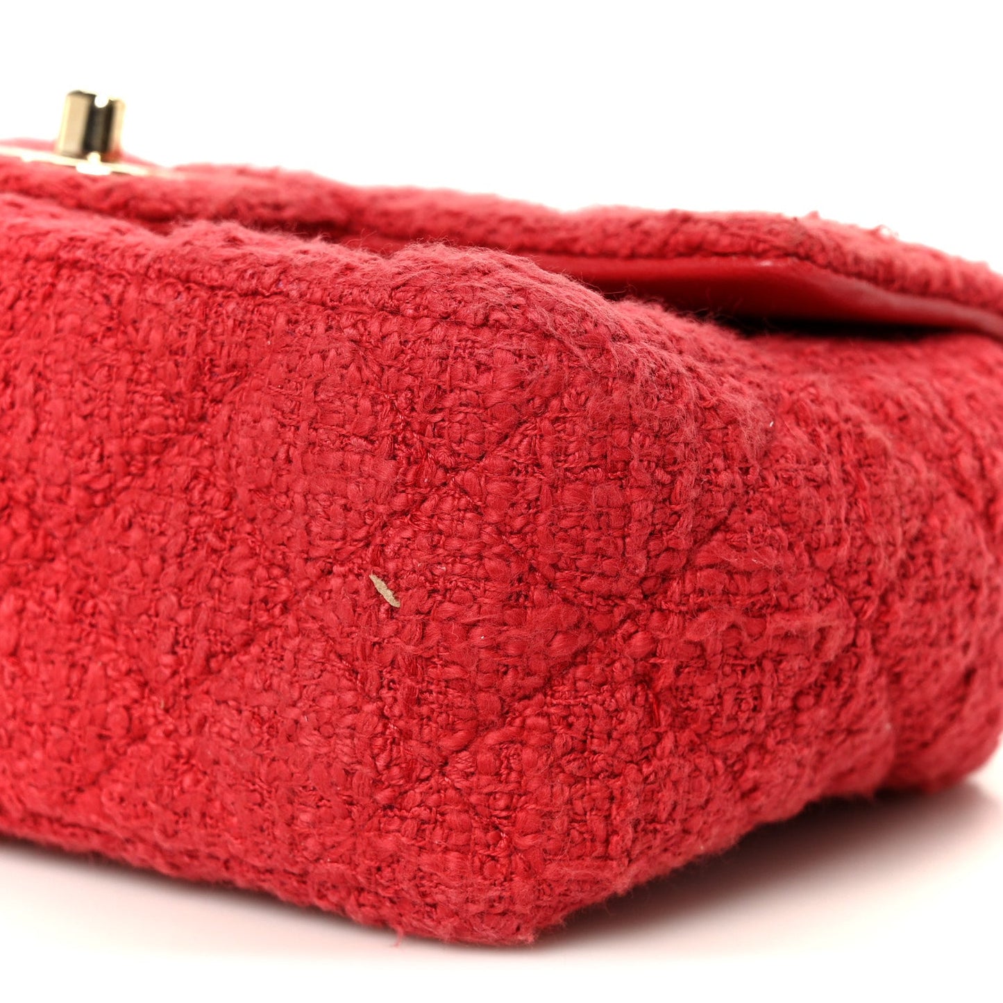 Tweed Quilted Mini Rectangular Flap Red