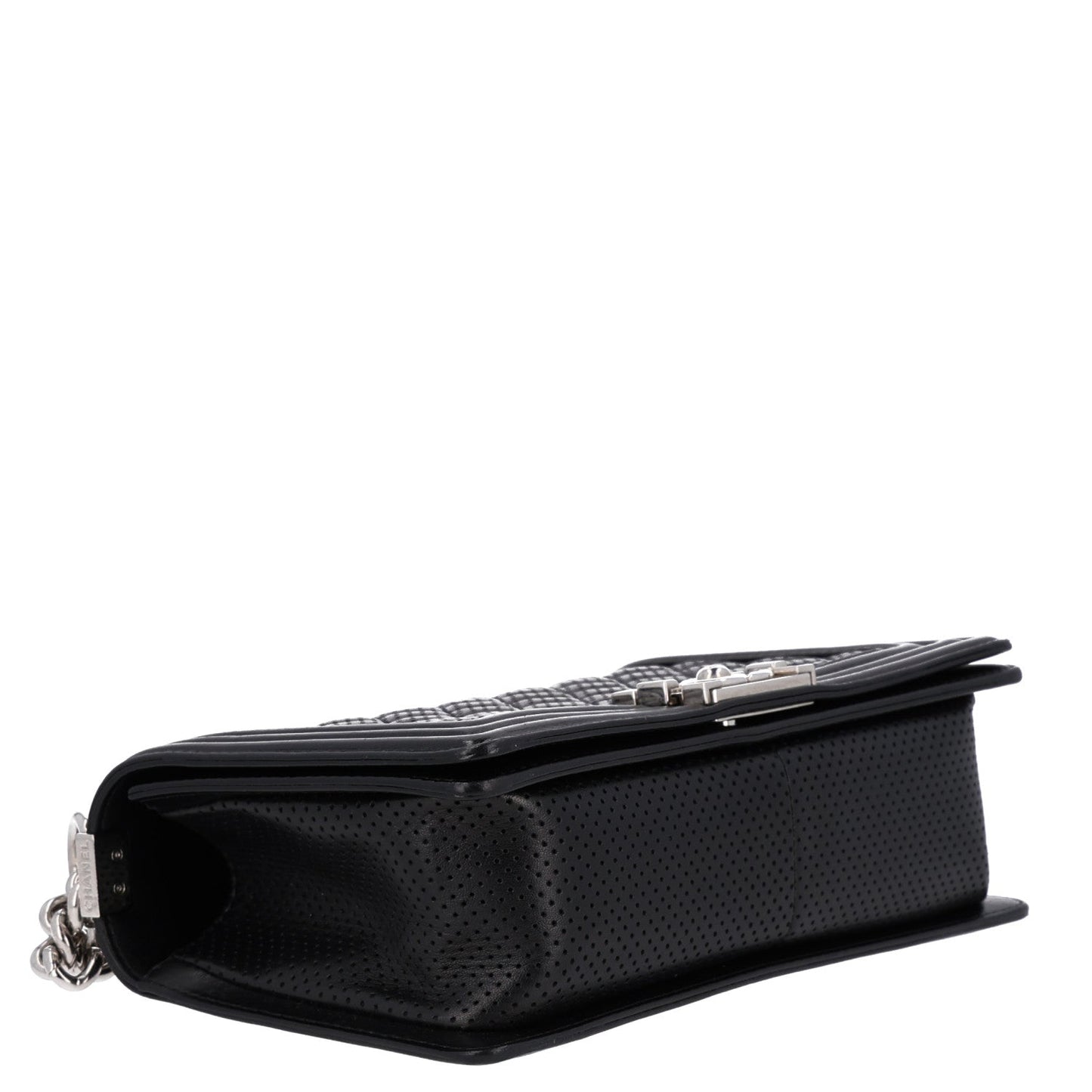 Lambskin Perforated Medium Boy Flap Black