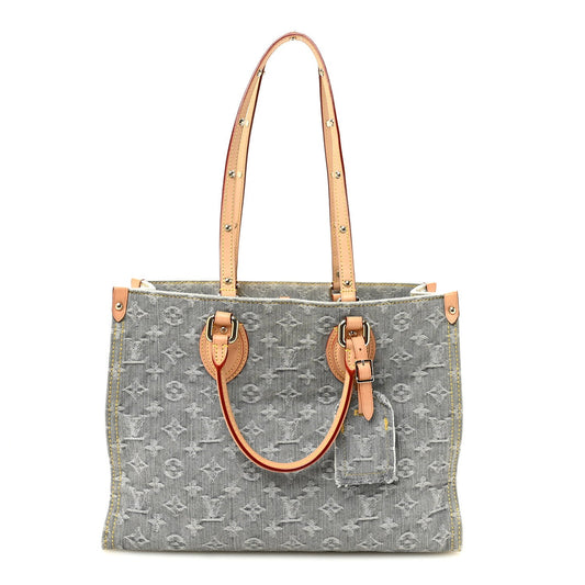 Monogram Denim Onthego MM Washed Gray