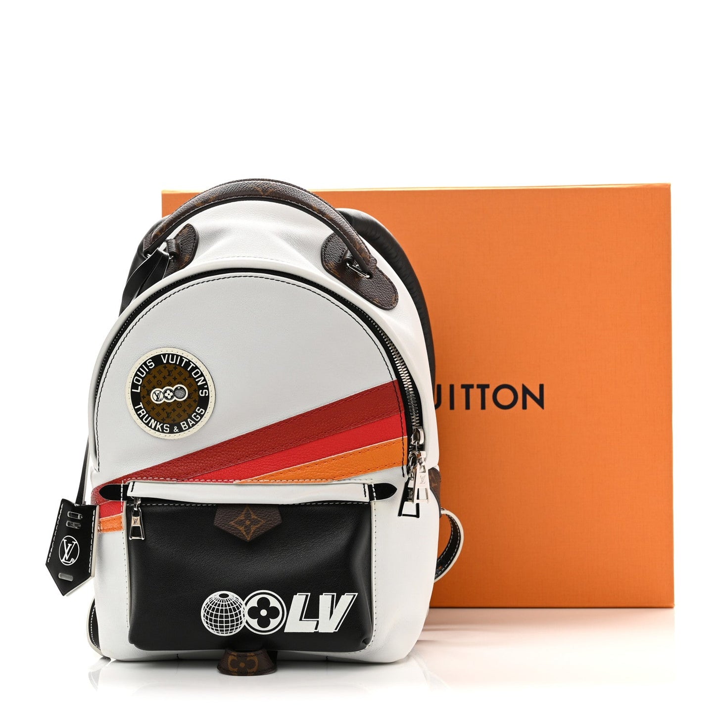 Calfskin Monogram LV Airline Palm Springs Backpack PM White