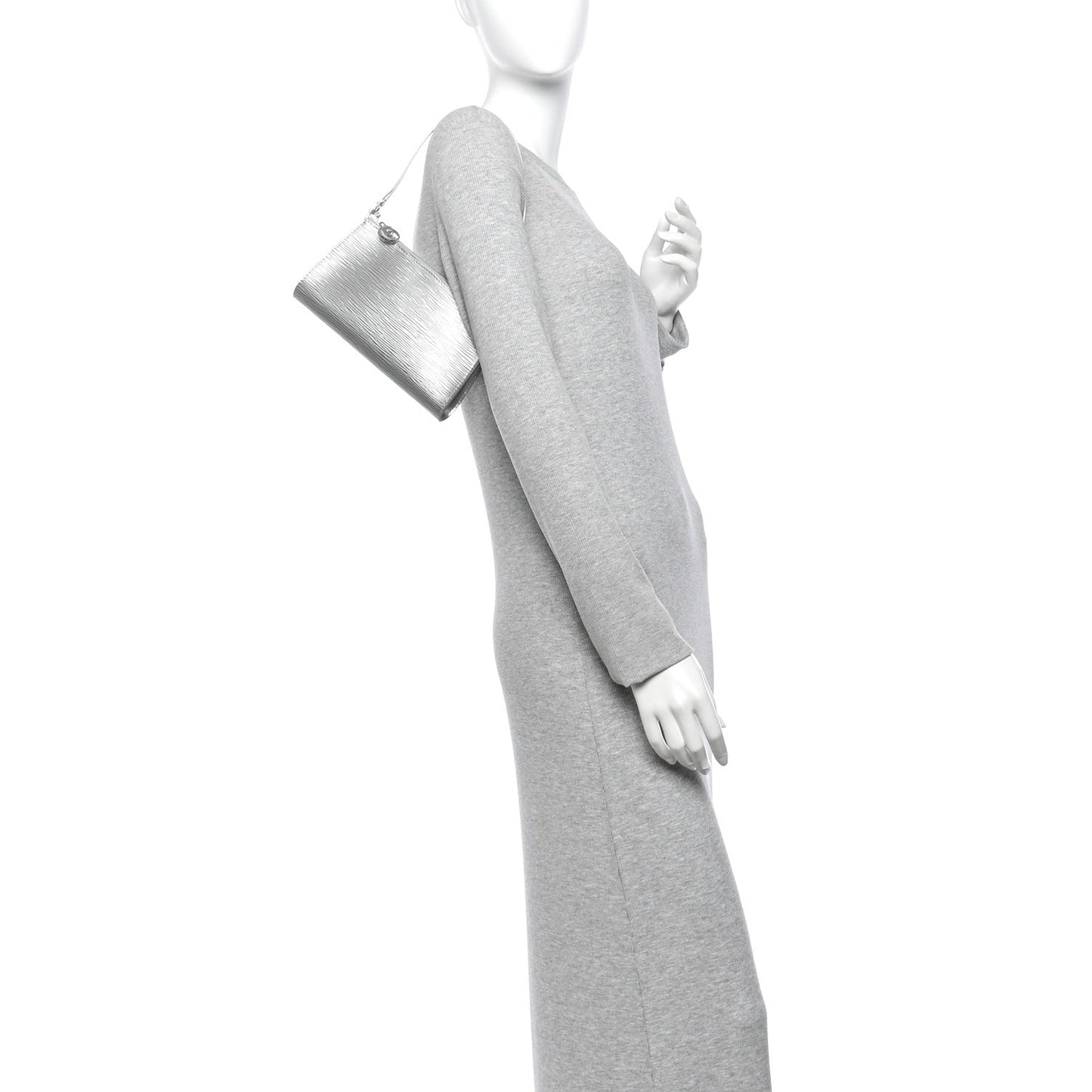 Epi Pochette Accessories Metallic Silver